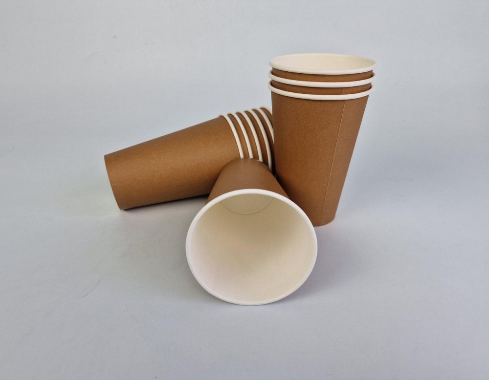 Склянка паперова 500 мл (16oz) "БЕЛО КОРІЧНЕВИЙ" Маестро (35 шт) Харків - фото 2