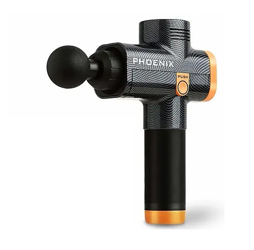 Масажний ударний пістолет тригерних точок Phoenix A2 (4 насадки) кнопковий Чорний Вінниця - фото 3