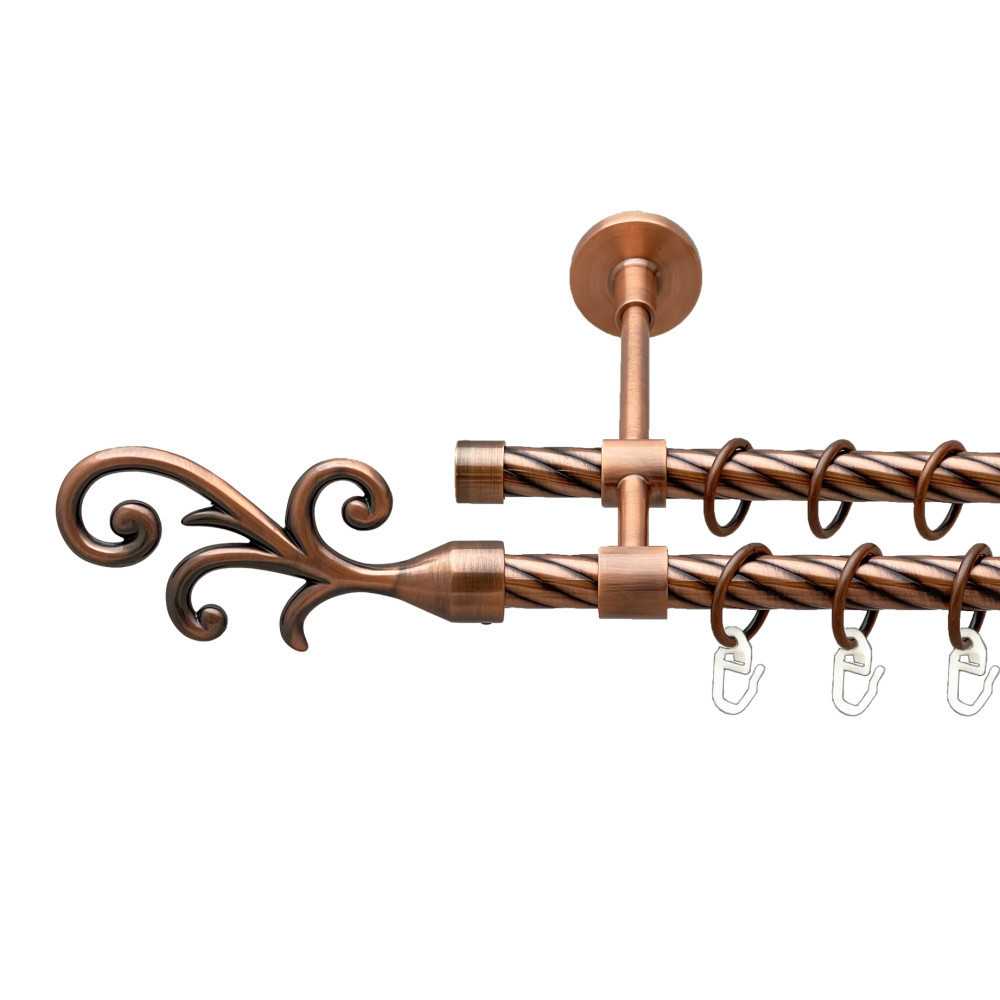 Карниз Orvit Фала металевий дворядний закритий скручена труба кільце металеве Мідь 16\16 мм 200 см (00-00025372) Львів - фото 1