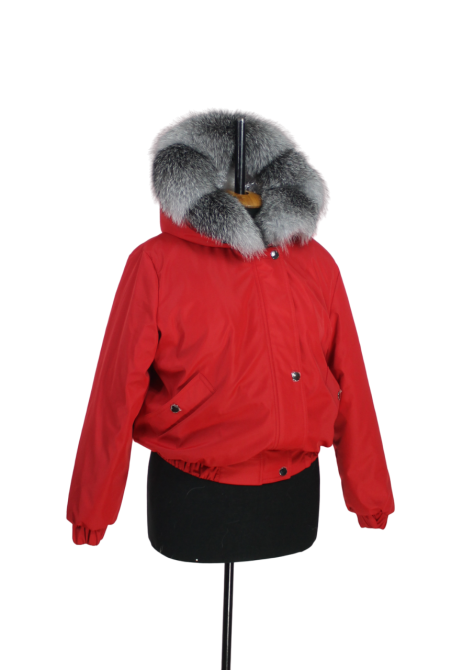 Бомбер женский с мехом блюфрост 48 Красный Харьков - изображение 9