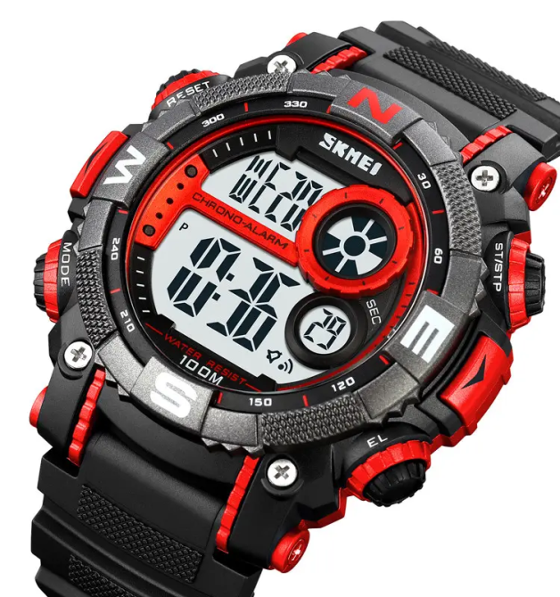 Чоловічий наручний кварцовий годинник Skmei 1887 (Чорний з червоним) Вінниця - фото 2