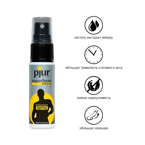 Пролонгувальний спрей pjur Superhero Strong Spray 20 ml, з екстрактом імбиру, всотується в шкіру Львів