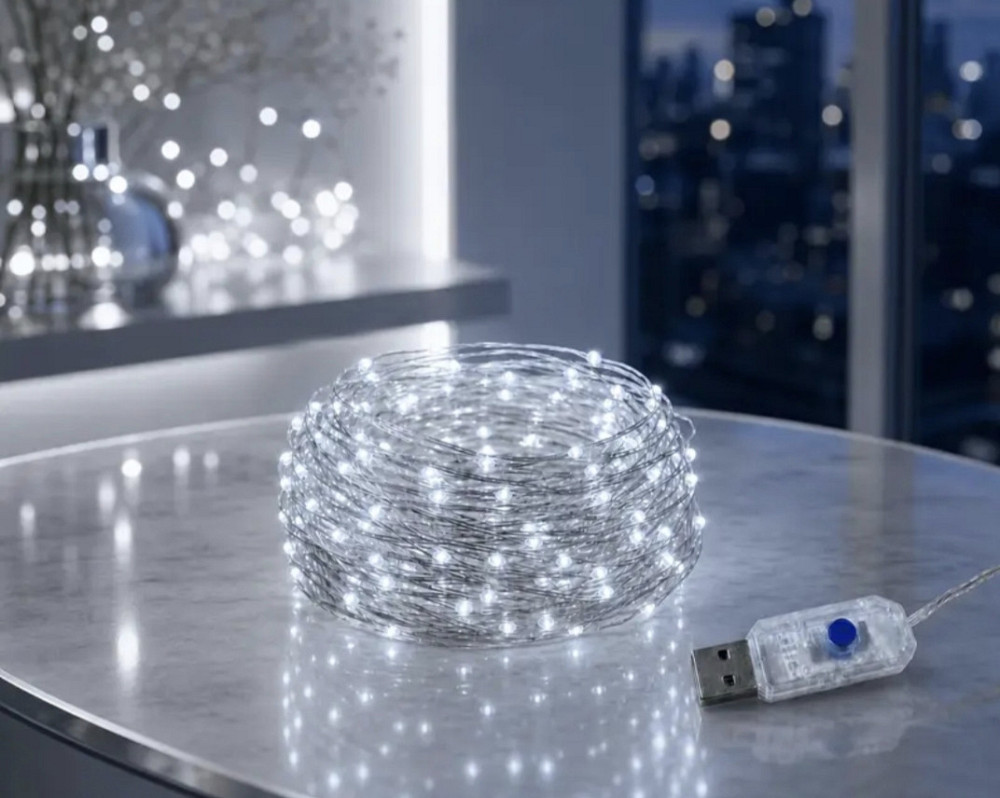 Гирлянда Роса 20 м 200 led с usb Холодный белый Смела - изображение 3