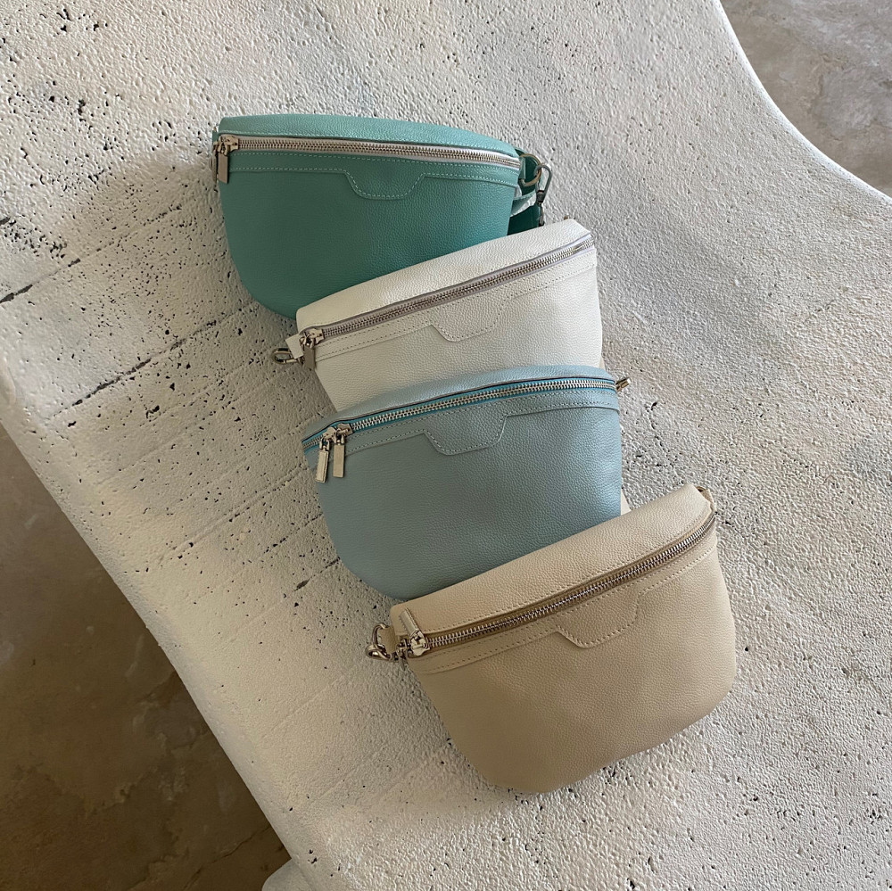 Бананка жіноча з натуральної шкіри , поясна сумка класична повсякденна бірюзаMasterSem Київ - фото 3