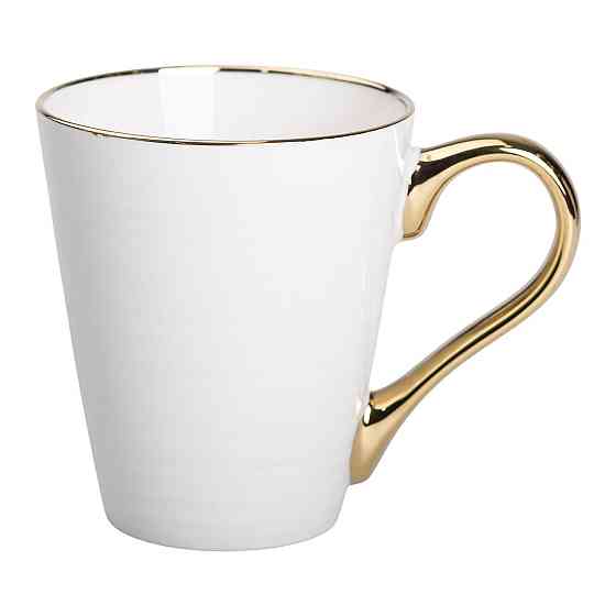 Чашка порцелянова із золотим обідком та позолоченою ручкою 320 (мл) Біла RX-N240624W Київ