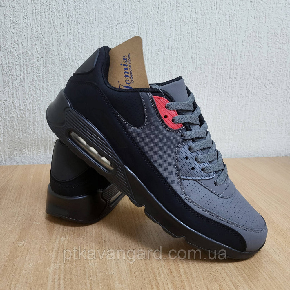 Кроссовки мужские размер 42 повседневные осенние на шнуровке в стиле наик U8828-4 черно-серый Хмельницкий - изображение 2