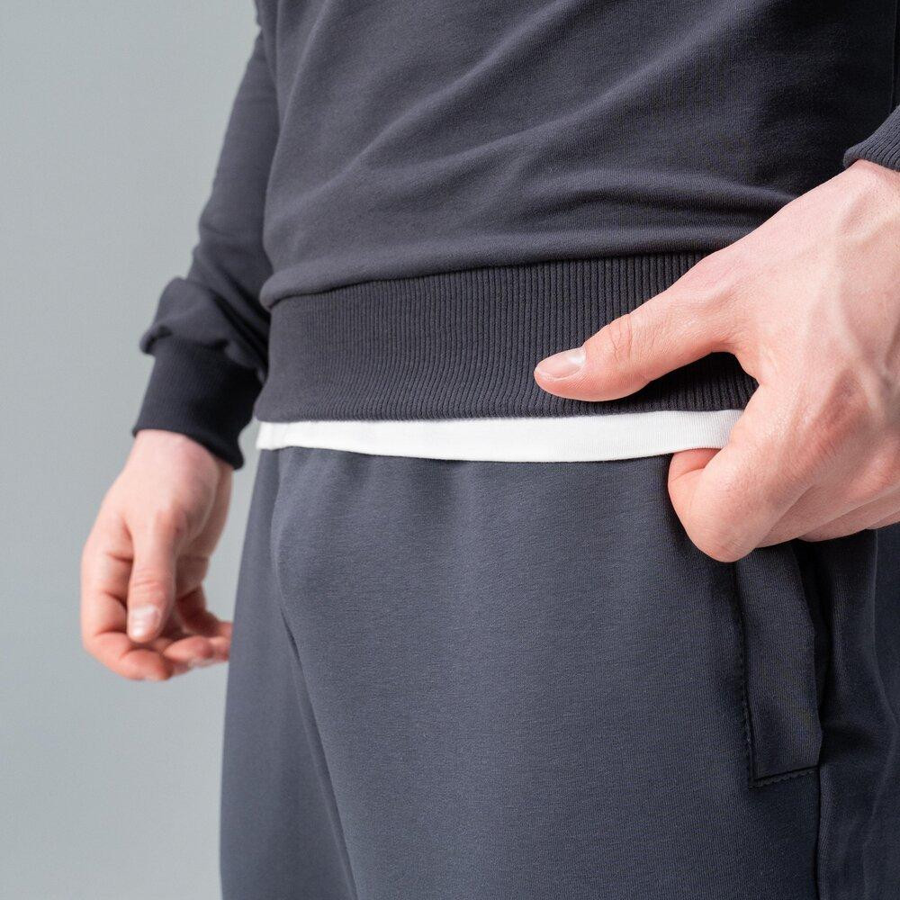 Світшот чоловічий однотонний темно-сірий Pobedov 001 Київ - фото 11