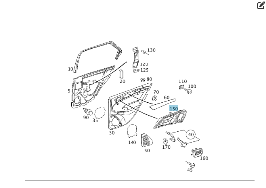 Mercedes-Benz  A2037370488 7213 Внутрішня ручка відкриття задніх правих дверей сіра C-class W203 C-class S203 Одесса