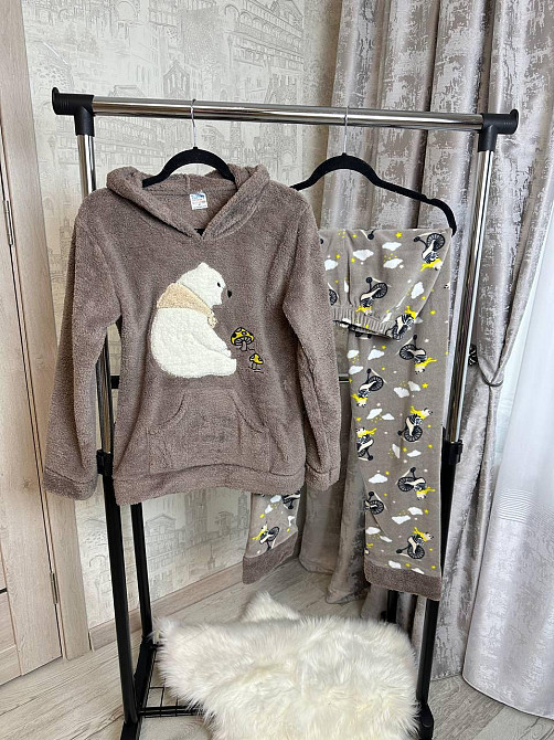 Піжама флісова жіноча Коричневий 2XL Харків - фото 4