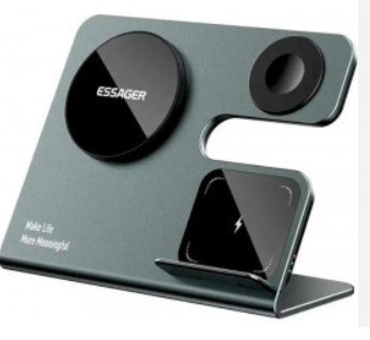 Бездротовий мультизарядний пристрій Essager  Ruicheng desktop magnetic suction 15W (3 in 1)  black Киев - изображение 1