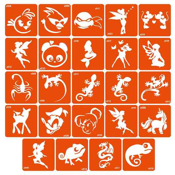 Набор трафаретов для био-тату «Z - мультики» z-simple_24_1 Винница