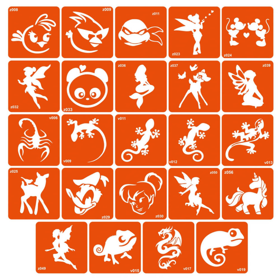 Набор трафаретов для био-тату «Z - мультики» z-simple_24_1 Винница - изображение 1