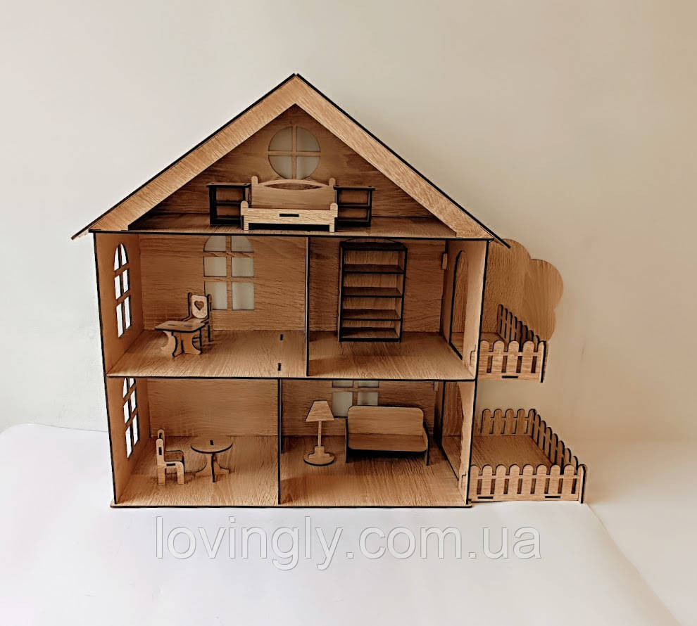 Большой игровой домик для кукол 60 см. Собран готовый к игре домик с мебелью. Ирпень - изображение 1