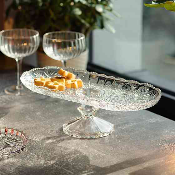 Овальная стеклянная фруктовница на ножке 33.5 см Киев