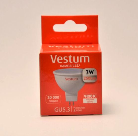 Led лампа gu5.3 MR16 3W 4100K Vestum Киев