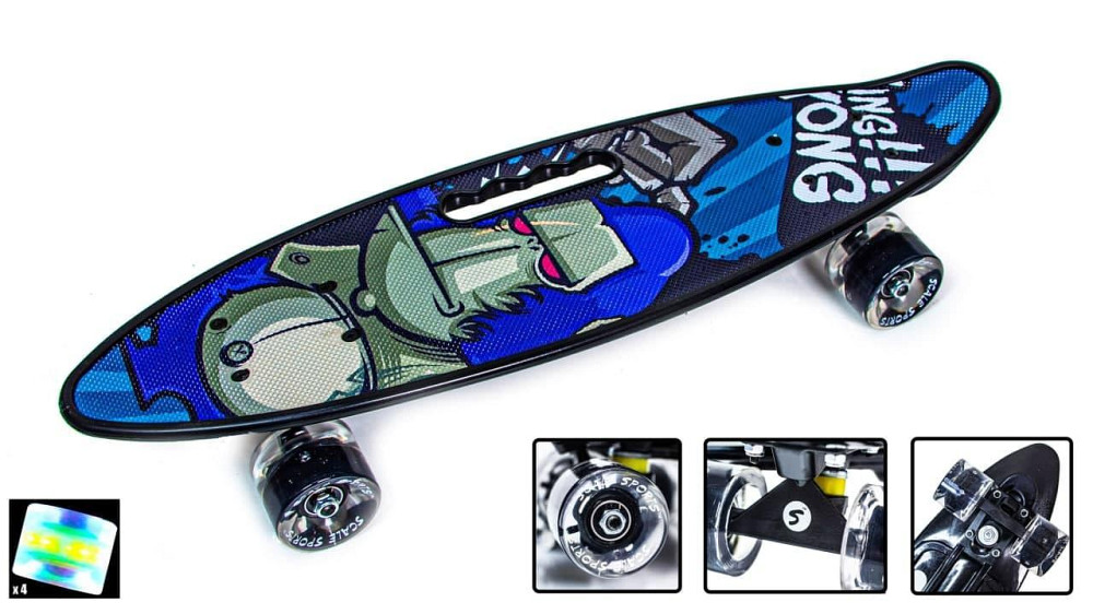 Penny Board 22" Scale Sports С Ручкой "KING KONG" Светящиеся колеса Одесса - изображение 1
