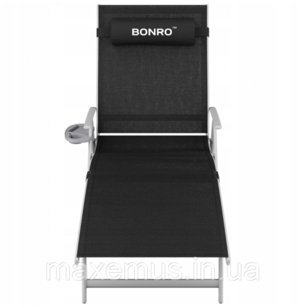 Раскладное садовое кресло лежак Bonro B G 0 0 8 шезлонг складной алюминиевая рама черный Мостиска