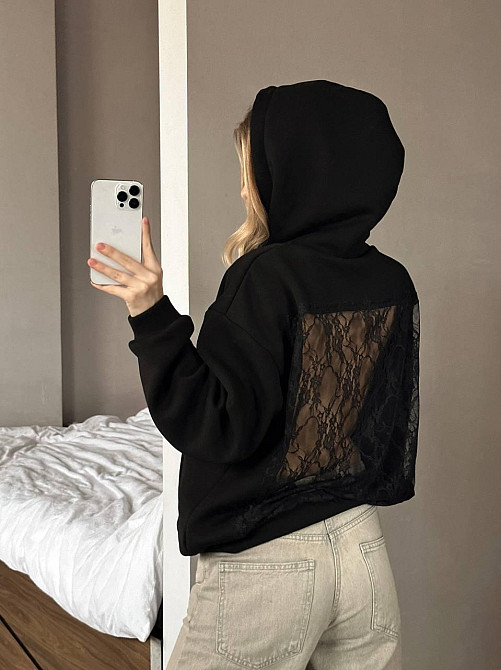 Женская стильная теплая худис открытой спиной трехнить пенье на флисе и кружево. Одесса - изображение 2