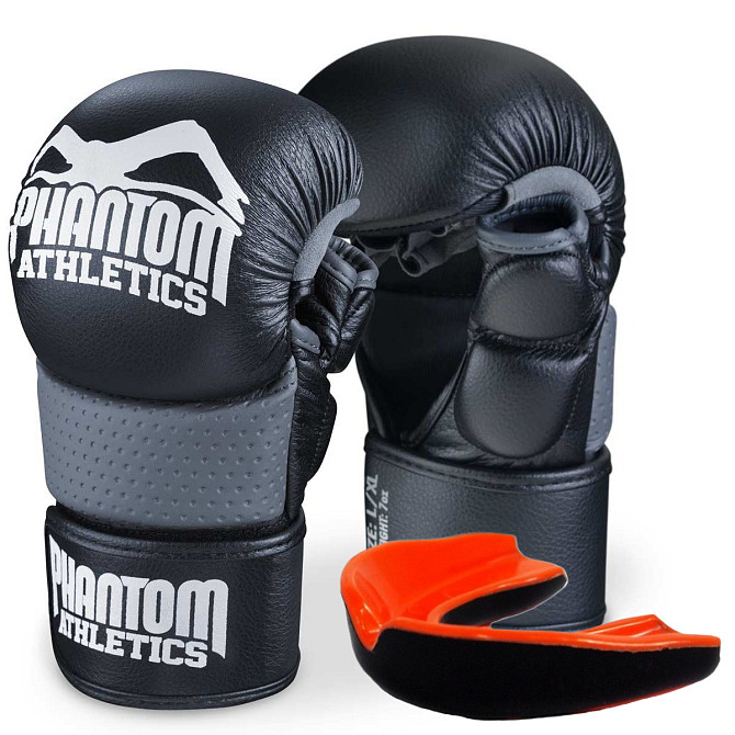 Рукавиці для ММА Phantom RIOT Black L/XL (капа в подарунок) Каменское - изображение 1