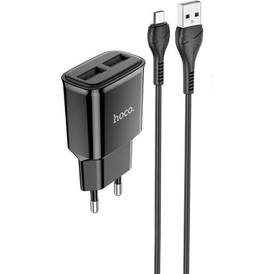 Зарядное устройство HOCO C88A Star round 2xUSB + cable Micro 12W Black (6931474749529) Винница - изображение 1