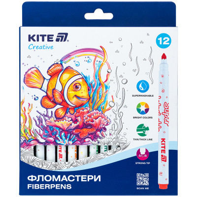 Фломастеры Kite Creative Superwashable 12 цветов (K-1152) Винница - изображение 1