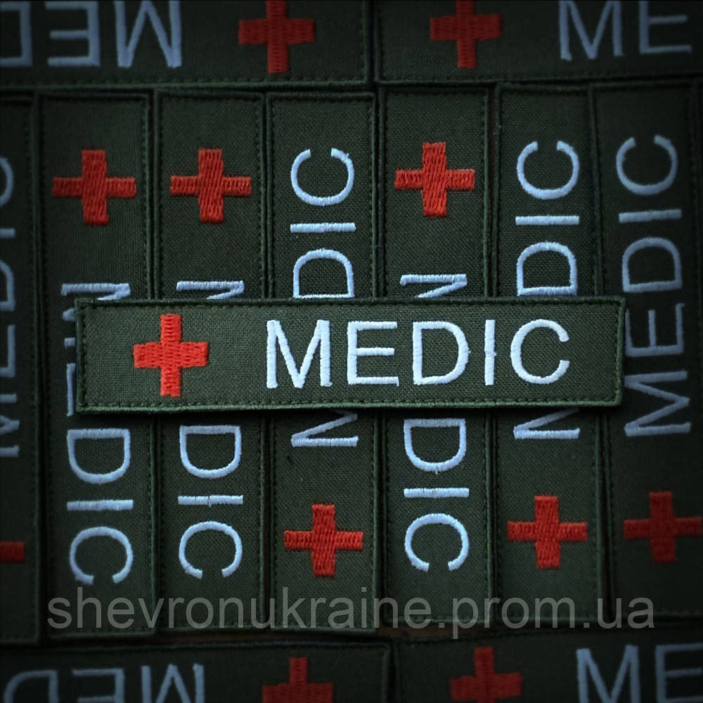 Шеврон планка MEDIC на оливе (Форма прямоугольная. На липучке) Размер 2.5x12см Киев - изображение 1
