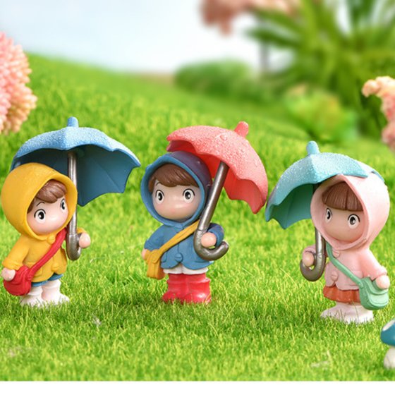 Декоративна фігурка Дівчинка з парасолькою для флораріуму, міні-саду, вазону, мікроландшафту. Блакитний Одеса