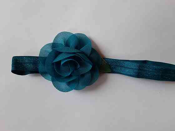 Дитяча пов'язка зелена - розмір універсальний (на резинці), розмір квітки 5,5 см Київ