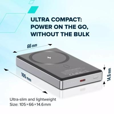 Батарея универсальная Canyon 10000mAh OnPower 510 slim Magsafe PD/20W Beige (CNS-CPB510BE) Винница - изображение 9