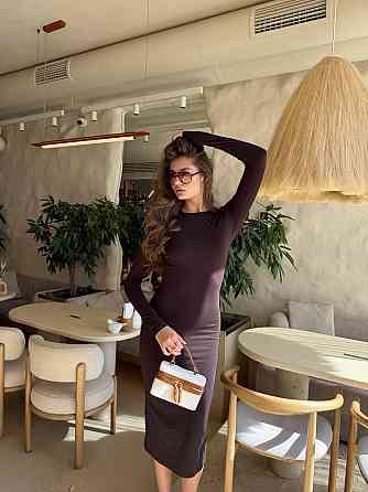 Женское стильное элегантное эластичное платье из вискозы Шоколад Одесса