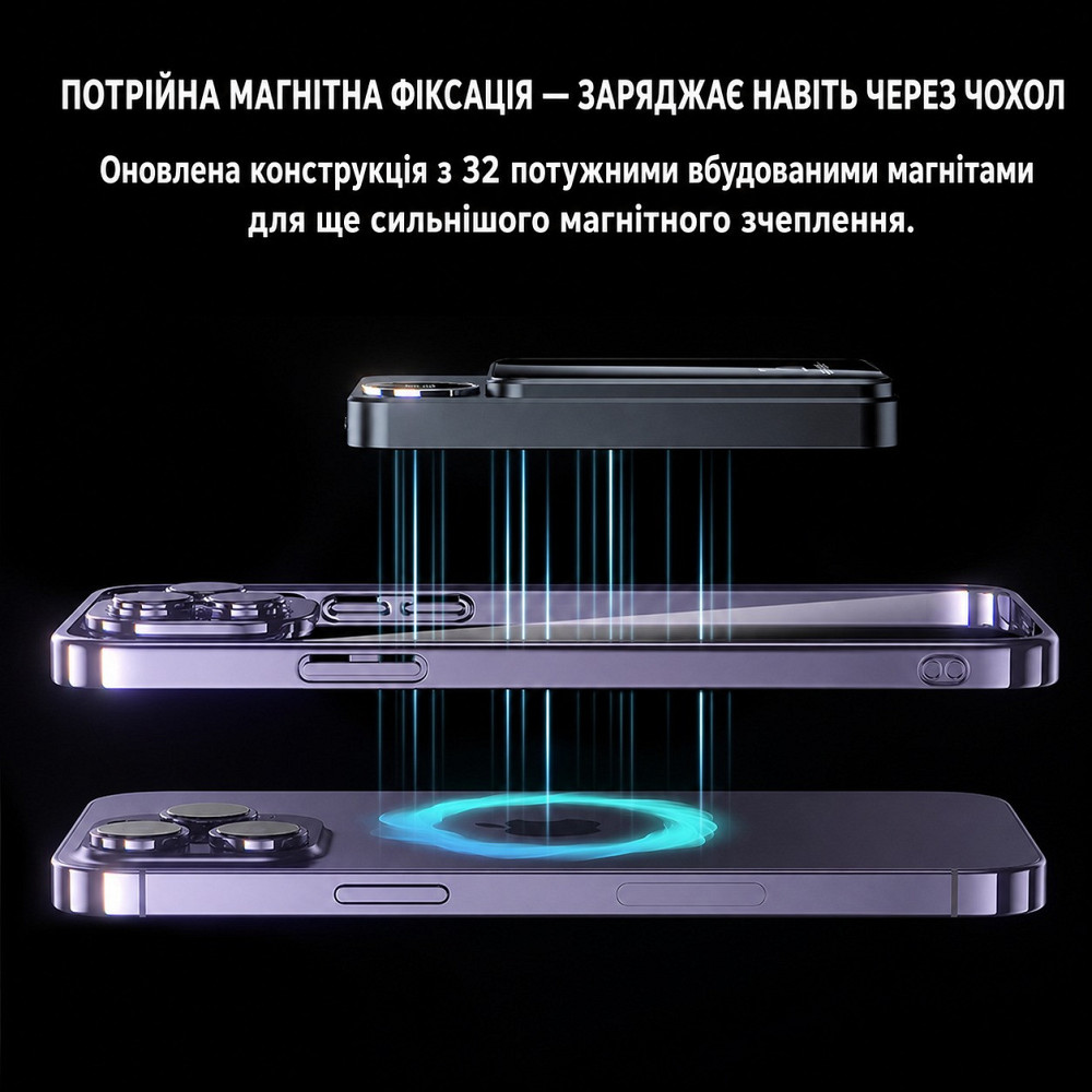 Повербанк 10000 mAh с быстрой зарядкой 22.5W и магнитной беспроводной зарядкой MagSafe 15W,White Каменец-Подольский - изображение 5