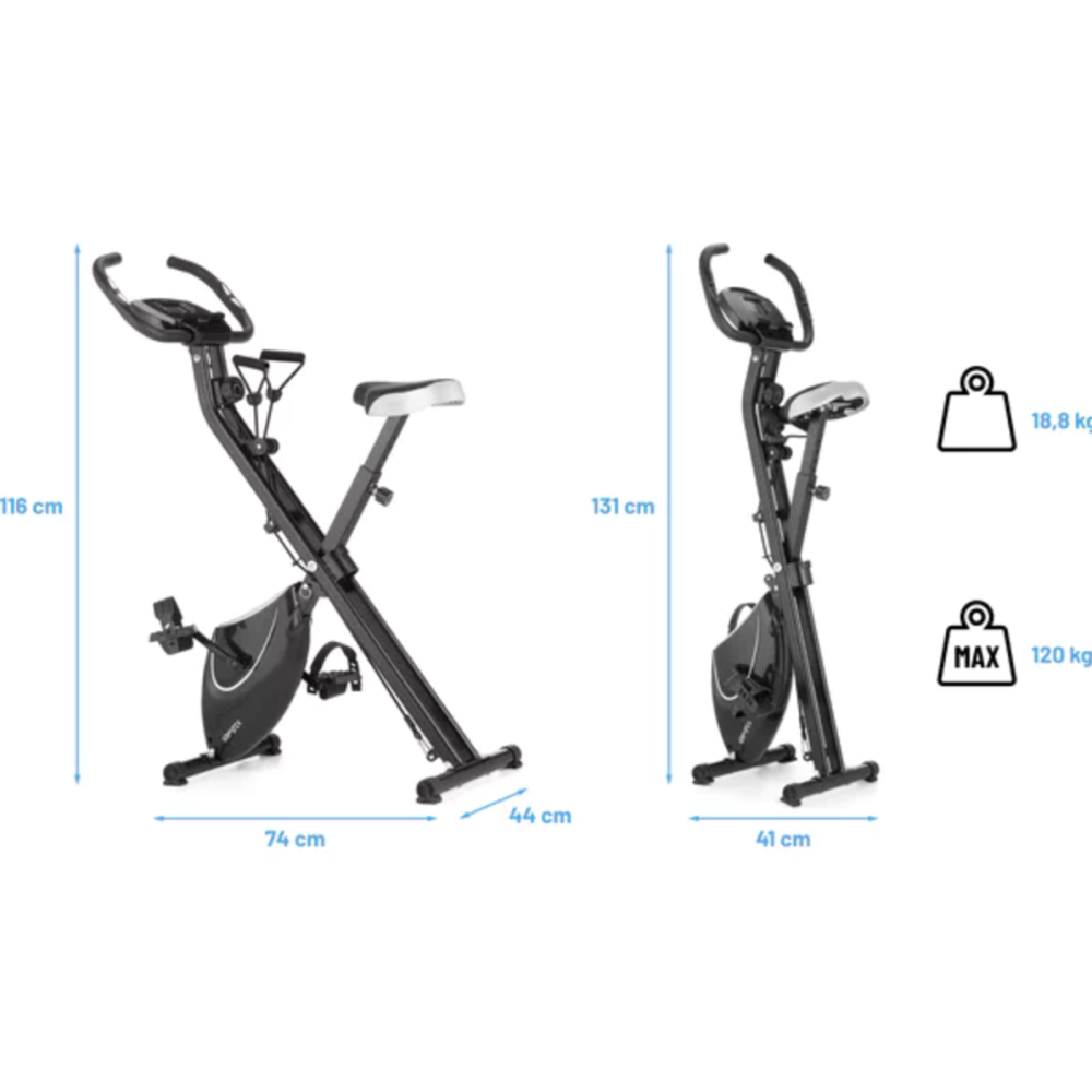 Велотренажер Gymtek FX600 магнітний складний з еспандерами срібний Київ - фото 9