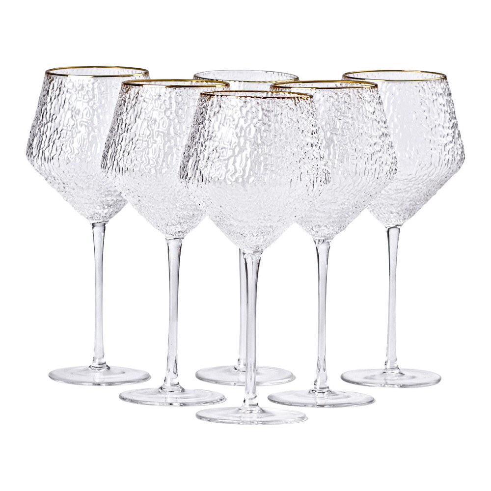 Набір фактурних келихів, 600 мл з тонкою ніжкою, комплект з 6, для вина HP-16-3 Коломия - фото 1