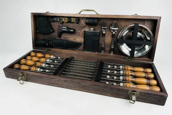 Набори шампурів, Набір шампурів у кейсі "Пікнік Класик" Шампури, вертіла Тернопіль