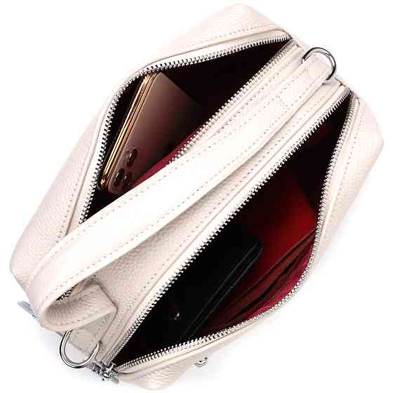 Жіноча прямокутна сумка на два відділення з натуральної шкіри Vintage 22344 Біла Київ