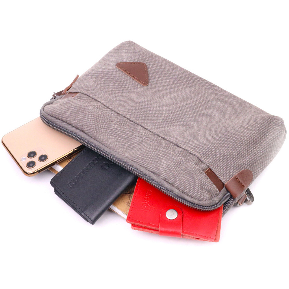 Мужская вместительная барсека из текстиля 21259 Vintage Серая Киев - изображение 4