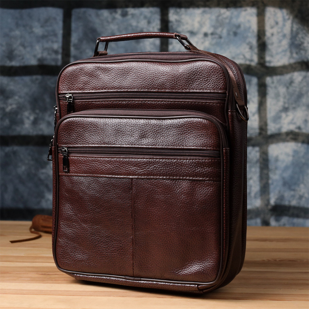Сумка мужская с ручкой для переноса в руке из натуральной кожи Vintage 23030 Коричневый Киев - изображение 9