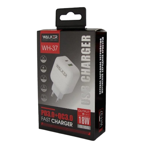 Зарядний пристрій мережевий USB/Type-C QC+PD 18W білий WALKER WH-37 Житомир