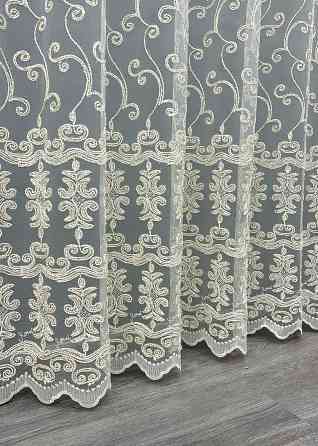 Тюль фатин с вышивкой Корд и люрексом Цвет молочный с золотистым 1851т Киев