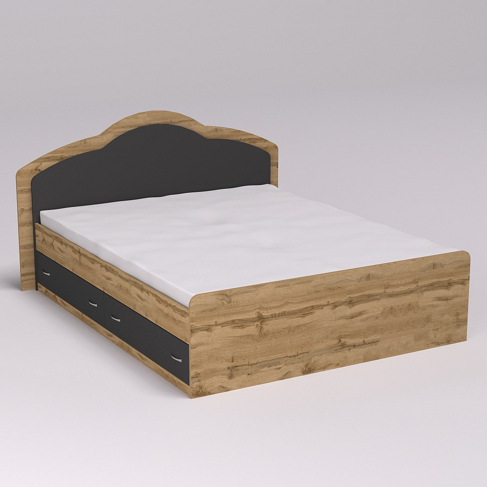 Кровать Диана двуспальная с 2-мя ящиками, Дуб Аппалачи/Антрацит, 2048х1610х1030 Львов - изображение 1