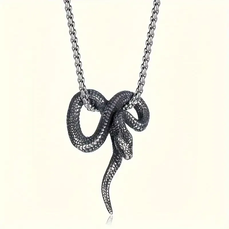 Кулон «Змея» на цепочке 60 см – темное серебро, готический унисекс Киев - изображение 5