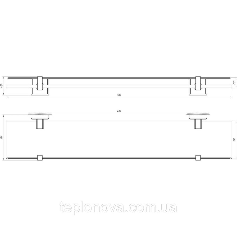 Полка TOPAZ TKB 9927 стекло с бортиком Черновцы - изображение 4