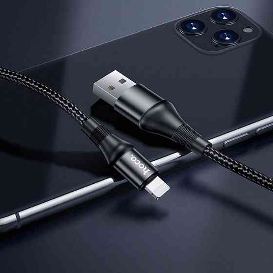 Кабель HOCO X50 USB to iP 2.4A, 1m, nylon, aluminum connectors, Black Київ