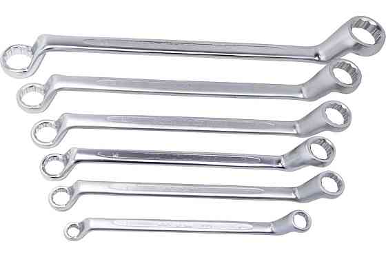 Набір ключів відігнутих накидних, вигин 75°, 6пр.(8x10,12x13,14x15,16x17,18x19,22x24мм), в пластиковом Одеса