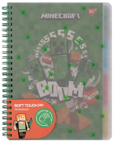Зошит із роздільниками А5/80 арк. "Yes" софт-тач пласт. обкл., Minecraft, 765738, шт Київ - фото 1
