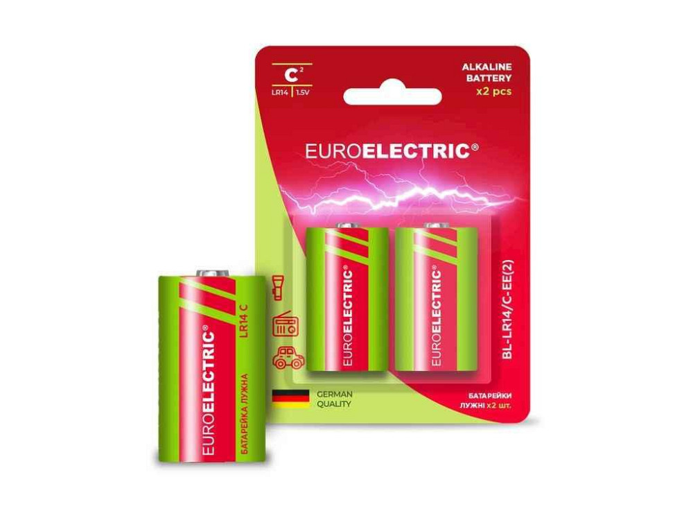 Батарейка лужна LR14/C 2шт 1,5V (блістер) ТМ EUROELECTRIC Київ - фото 1