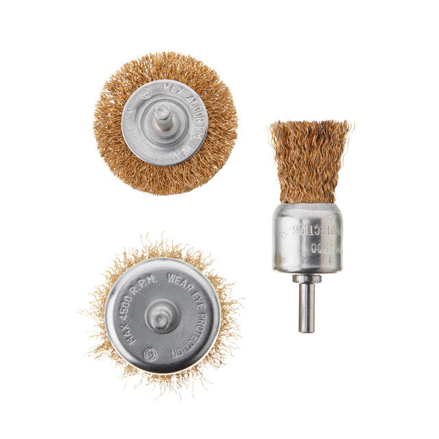 Набір щіток дротяних для дриля, 3 од. (50, 50, 30 мм), латунне покриття INTERTOOL BT-0302 Київ - фото 1