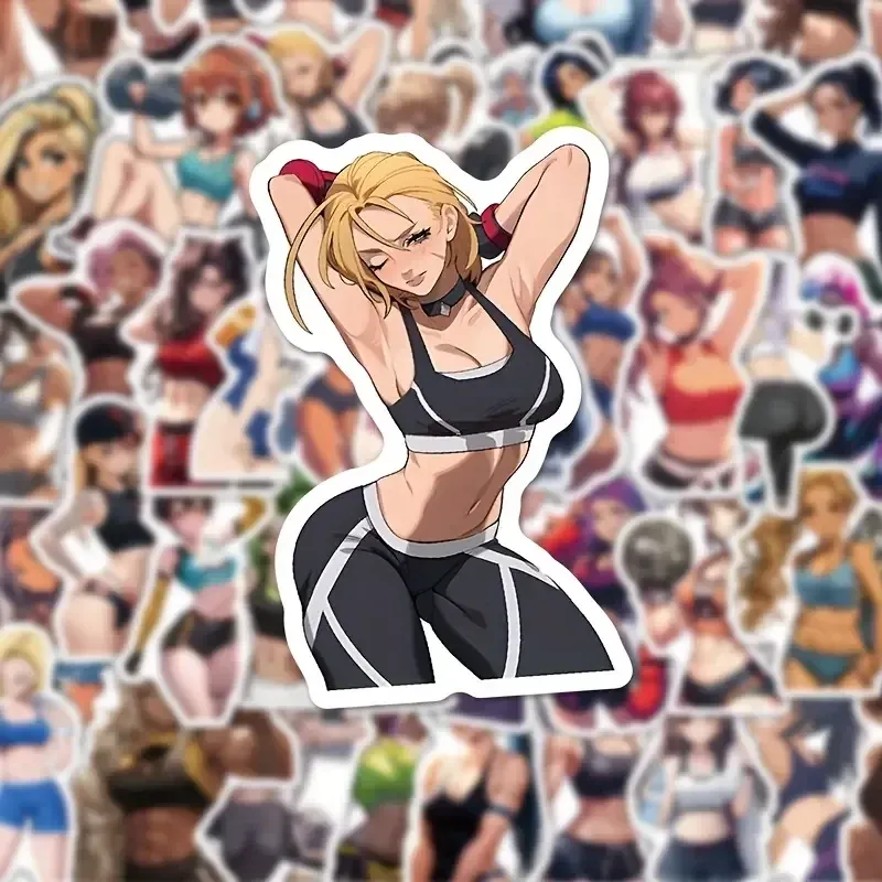 Набор стикеров 50 штук фитнес девушки ПВХ для декора ноутбука телефона блокнота Киев - изображение 7