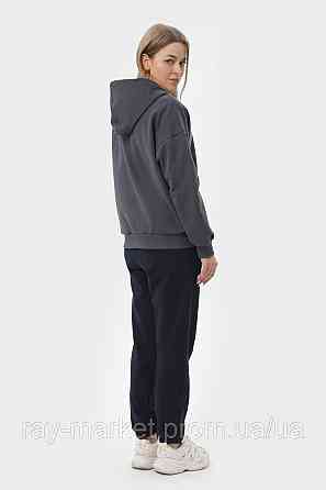 Костюм жіночий худі на блискавці темно-сіре та штани чорні RAY PREMIUM LOOSE U0809 (U0809W-Dark Grey-Black) Київ