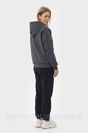 Костюм жіночий худі на блискавці темно-сіре та штани чорні RAY PREMIUM LOOSE U0809 (U0809W-Dark Grey-Black) Київ - фото 4